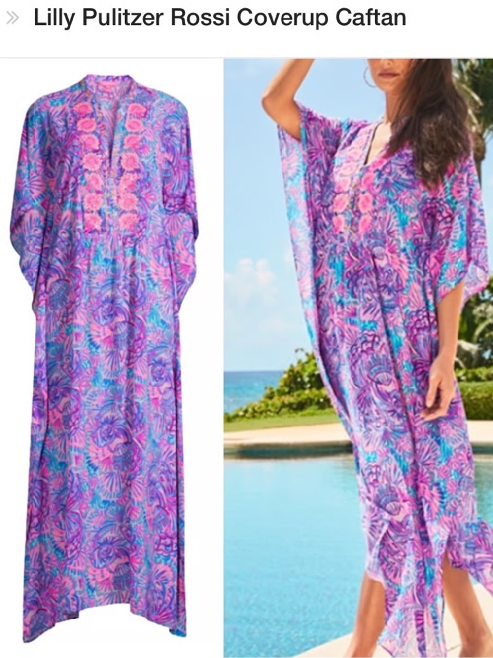 Lilly Pulitzer Pink and Blue Floral Caftan Coverup